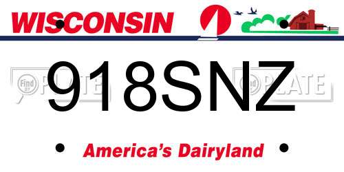 918SNZ Wisconsin License Plate
