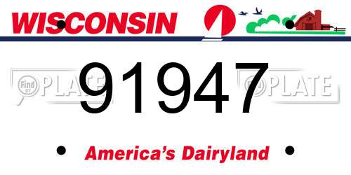 91947 Wisconsin License Plate