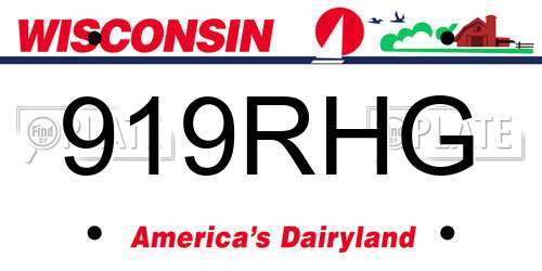 919RHG Wisconsin License Plate