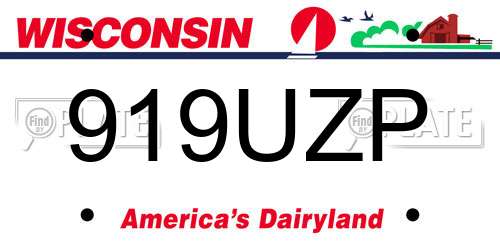 919UZP Wisconsin License Plate
