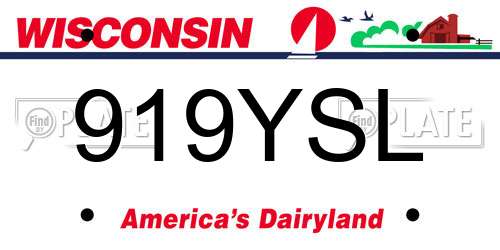 919YSL Wisconsin License Plate