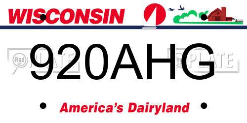 920AHG Wisconsin License Plate