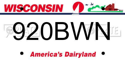 920BWN Wisconsin License Plate