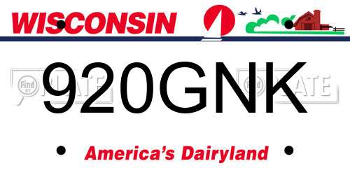 920GNK Wisconsin License Plate