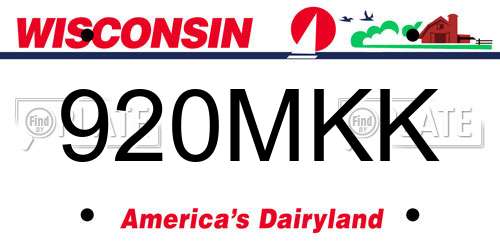 920MKK Wisconsin License Plate