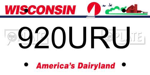 920URU Wisconsin License Plate