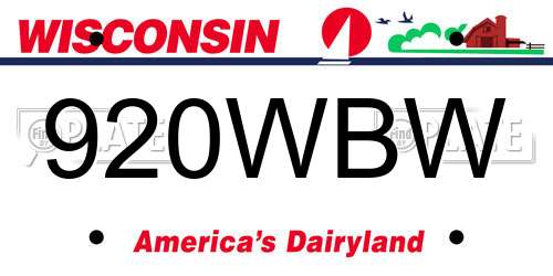 920WBW Wisconsin License Plate