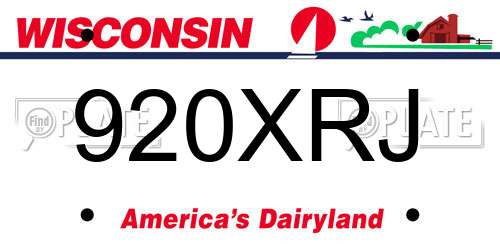 920XRJ Wisconsin License Plate