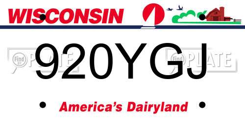 920YGJ Wisconsin License Plate