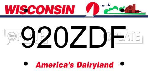 920ZDF Wisconsin License Plate