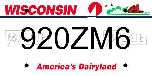 920ZM6 Wisconsin License Plate