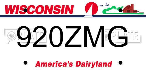 920ZMG Wisconsin License Plate