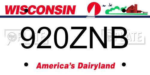 920ZNB Wisconsin License Plate