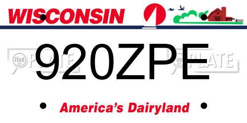 920ZPE Wisconsin License Plate