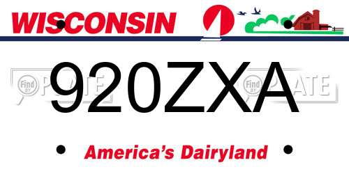 920ZXA Wisconsin License Plate