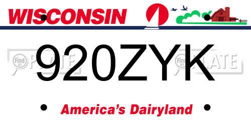 920ZYK Wisconsin License Plate