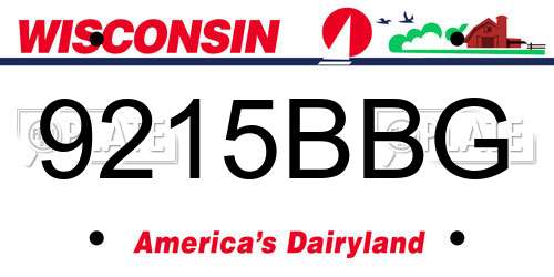 9215BBG Wisconsin License Plate