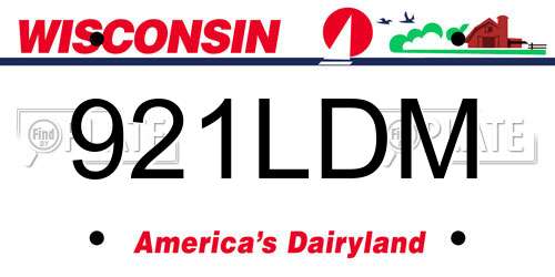 921LDM Wisconsin License Plate