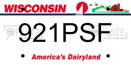 921PSF Wisconsin License Plate