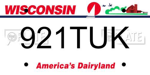921TUK Wisconsin License Plate