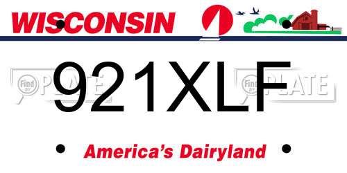 921XLF Wisconsin License Plate
