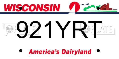 921YRT Wisconsin License Plate