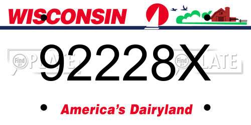 92228X Wisconsin License Plate