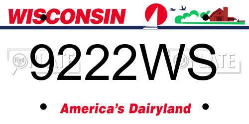 9222WS Wisconsin License Plate