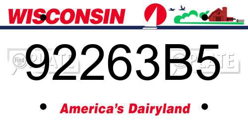 92263B5 Wisconsin License Plate