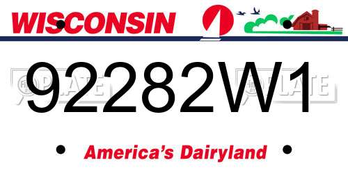 92282W1 Wisconsin License Plate