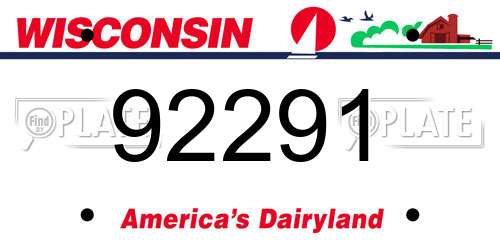 92291 Wisconsin License Plate
