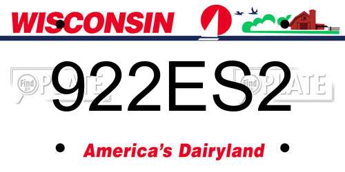 922ES2 Wisconsin License Plate