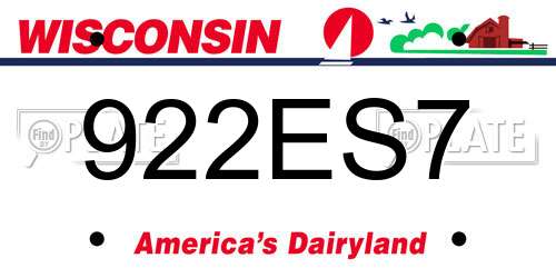922ES7 Wisconsin License Plate