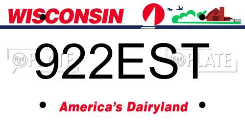 922EST Wisconsin License Plate