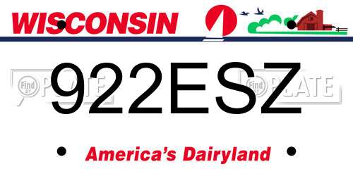 922ESZ Wisconsin License Plate