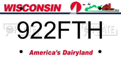922FTH Wisconsin License Plate