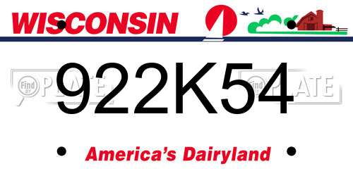 922K54 Wisconsin License Plate