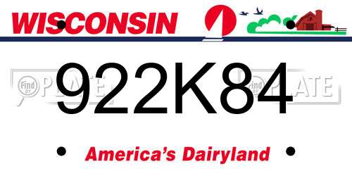 922K84 Wisconsin License Plate