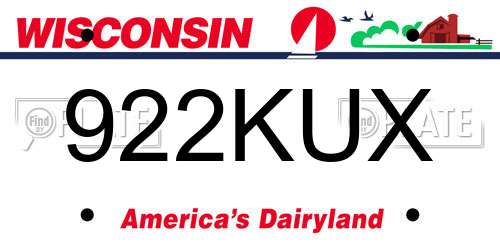 922KUX Wisconsin License Plate