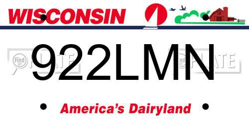 922LMN Wisconsin License Plate
