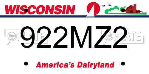 922MZ2 Wisconsin License Plate