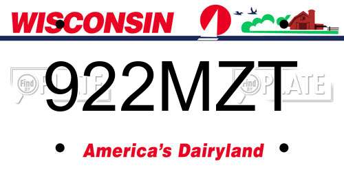 922MZT Wisconsin License Plate