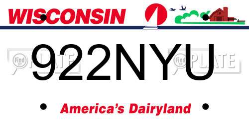 922NYU Wisconsin License Plate