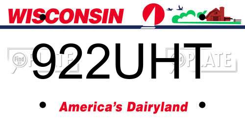 922UHT Wisconsin License Plate