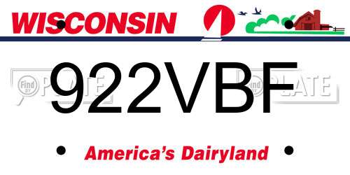 922VBF Wisconsin License Plate