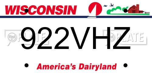 922VHZ Wisconsin License Plate