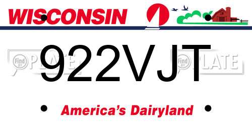 922VJT Wisconsin License Plate