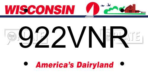 922VNR Wisconsin License Plate