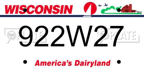 922W27 Wisconsin License Plate
