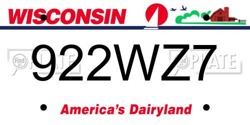 922WZ7 Wisconsin License Plate